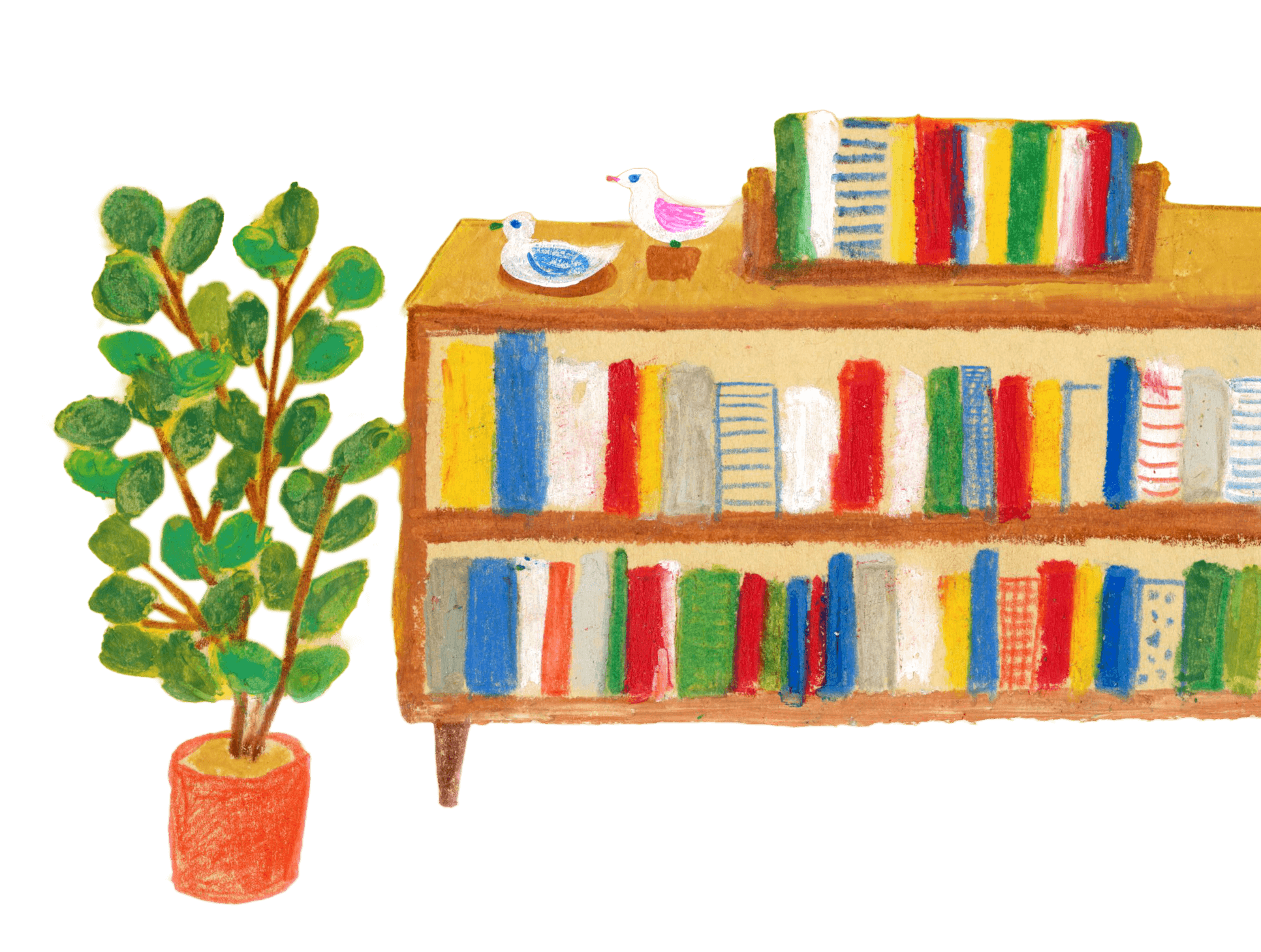 [背景画像]本棚と観葉植物